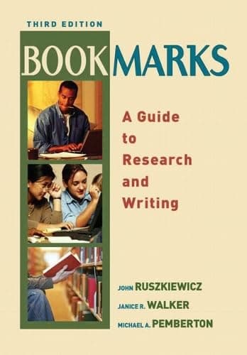Book cover for Bookmarks: A Guide to Research and Writing (3rd Edition) by Ruszkiewicz, John J.