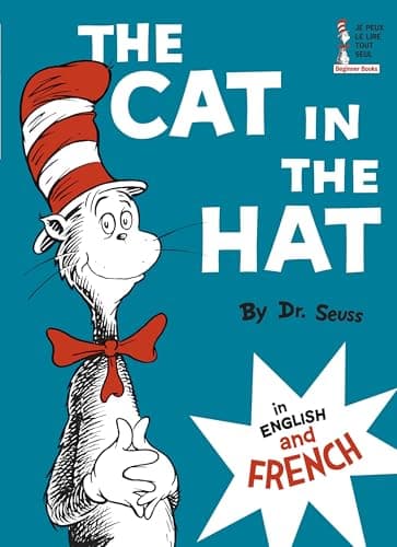 Book cover for The Cat in the Hat in English and French (Le Chat Au Chapeau) by Dr. Seuss