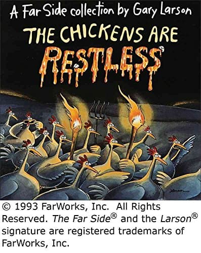 Book cover for The Chickens Are Restless by Gary Larson