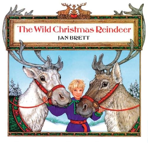 Book cover for The Wild Christmas Reindeer by Brett, Jan