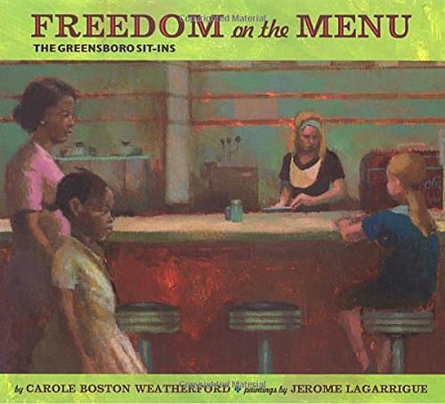 Book cover for Freedom on the Menu: the Greensboro Sit-Ins by Weatherford, Carole Boston
