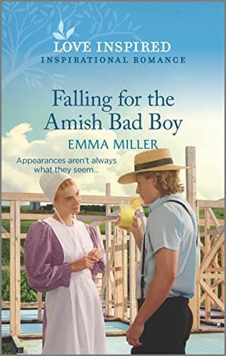 Book cover for Falling for the Amish Bad Boy: An Uplifting Inspirational Romance (Seven Amish Sisters, 2) by Miller, Emma