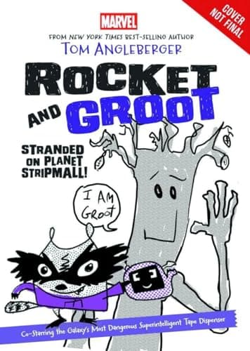 Book cover for Rocket and Groot: Stranded on Planet Strip Mall! (Marvel Middle Grade Novel) by Angleberger, Tom