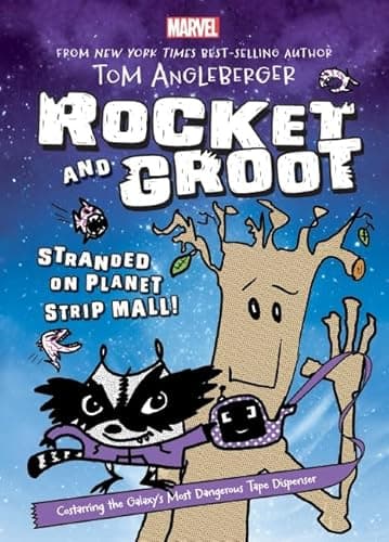 Book cover for Marvel Rocket and Groot #1: Stranded on Planet Strip Mall! by Tom Angleberger