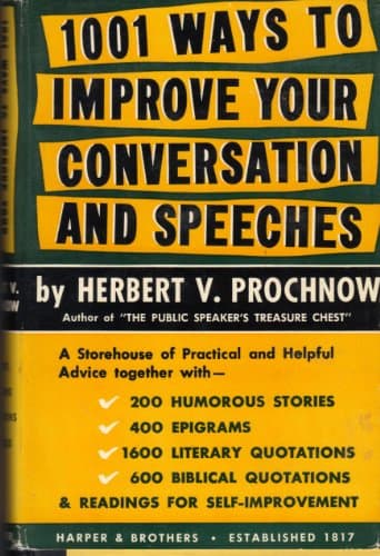 Book cover for 1001 Ways to Improve Your Conversation and Speeches by Prochnow, Herbert V.
