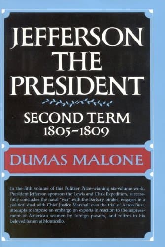 Book cover for Jefferson the President Second Term Volume five by Malone, Dumas
