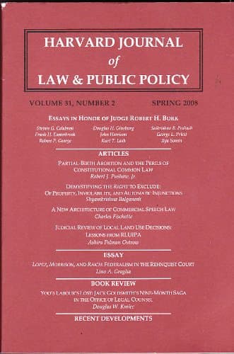 Book cover for Harvard Journal of Law & Public Policy (Spring 2008; Vol. 31, No. 2) by Harvard