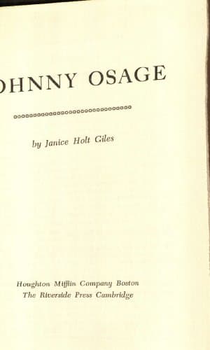 Book cover for Johnny Osage, BkClbEd by Janes Holt Giles